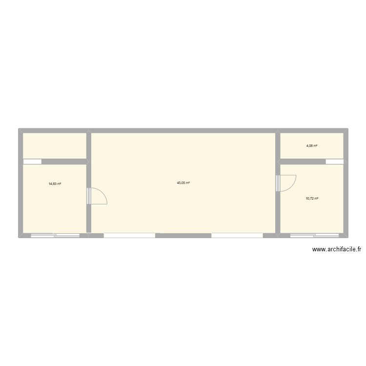 01 garage vers maison. Plan de 4 pièces et 75 m2