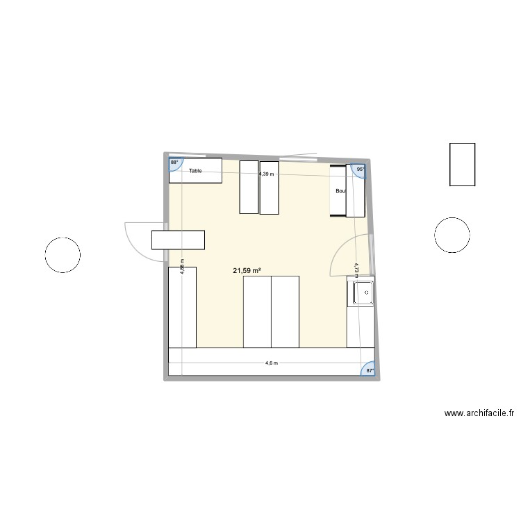 Labo def. Plan de 1 pièce et 22 m2