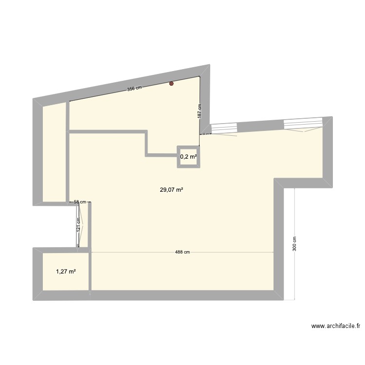 19 Chateaubriand - existant. Plan de 3 pièces et 31 m2