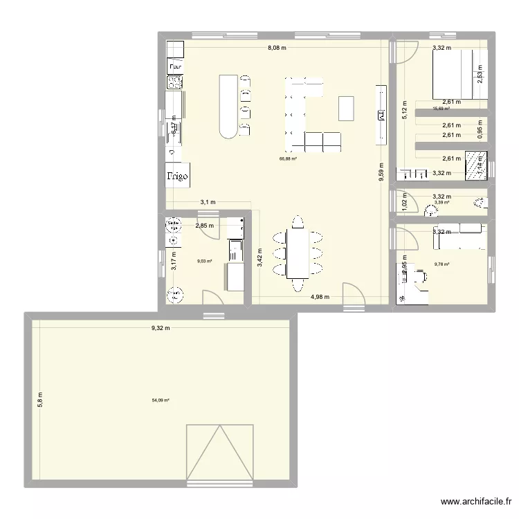 maison1. Plan de 6 pièces et 159 m²