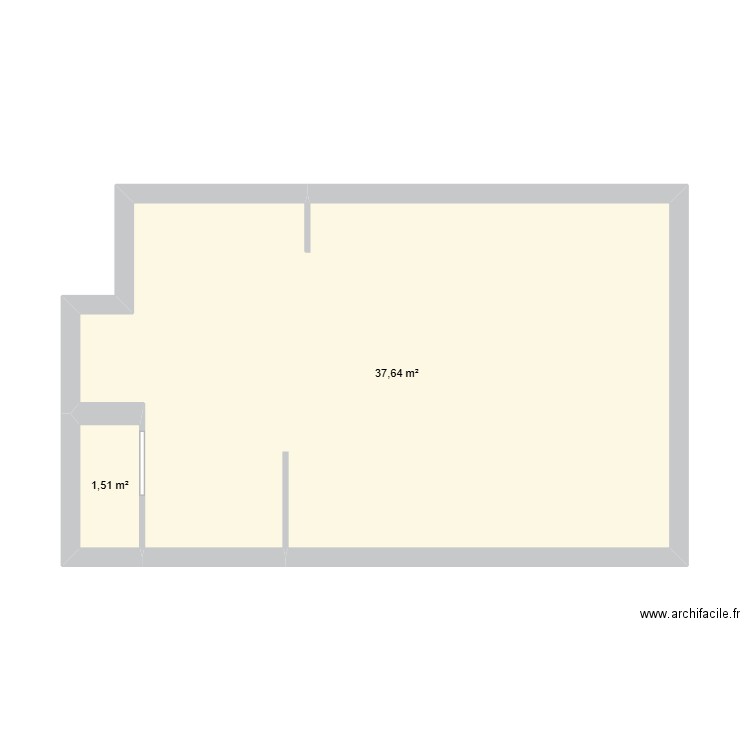 Projet Studio. Plan de 2 pièces et 39 m2