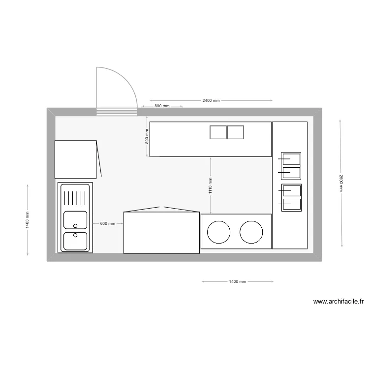 CROUSTI FACTORY GARIBALDI. Plan de 1  et 14 m²