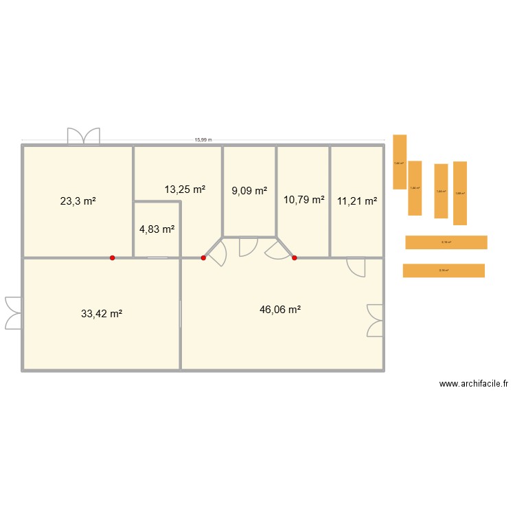 magasin 150m2 10*15. Plan de 8 pièces et 152 m2