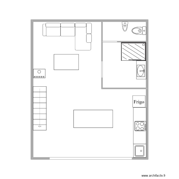 interieur. Plan de 2 pièces et 36 m2