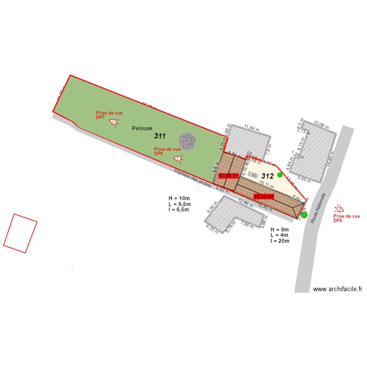 Maison Arthies Cadastre Toiture. Plan de 5 pièces et 432 m2