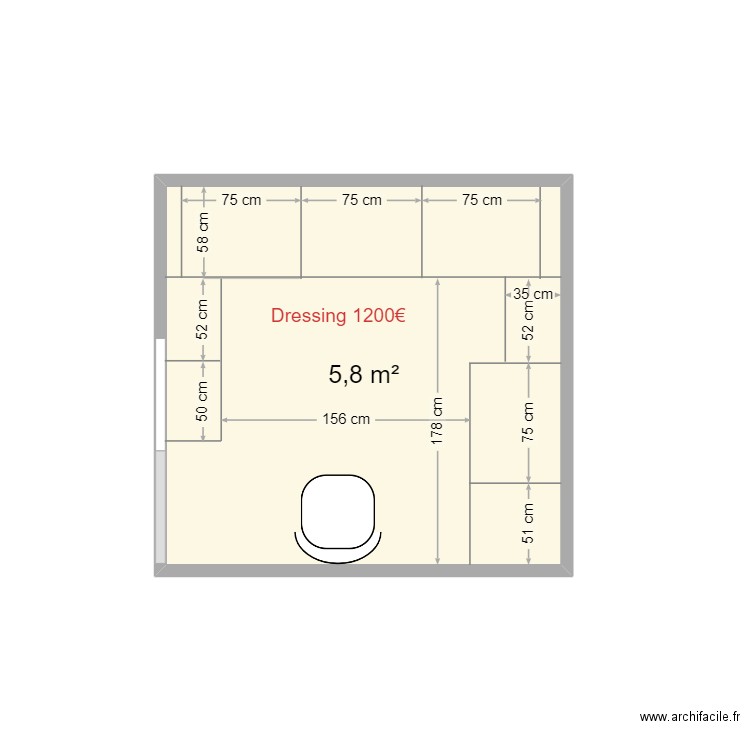 dressing. Plan de 0 pièce et 0 m2