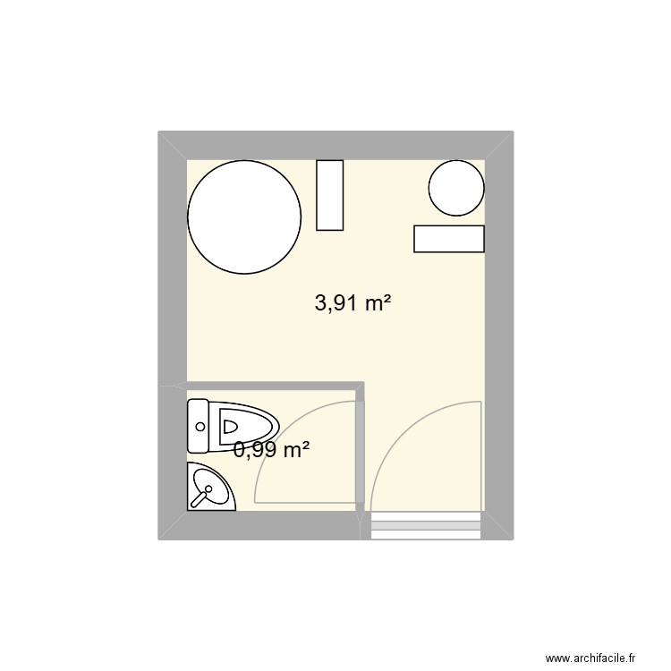 Local tehnique piscine. Plan de 2 pièces et 5 m2