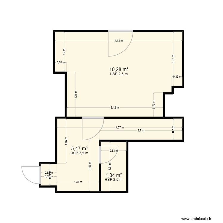 palix. Plan de 3 pièces et 17 m2