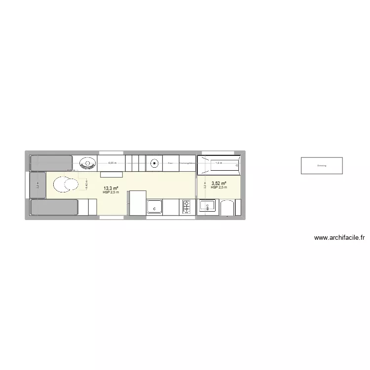 Tiny house 2bis bis. Plan de 2  et 17 m²