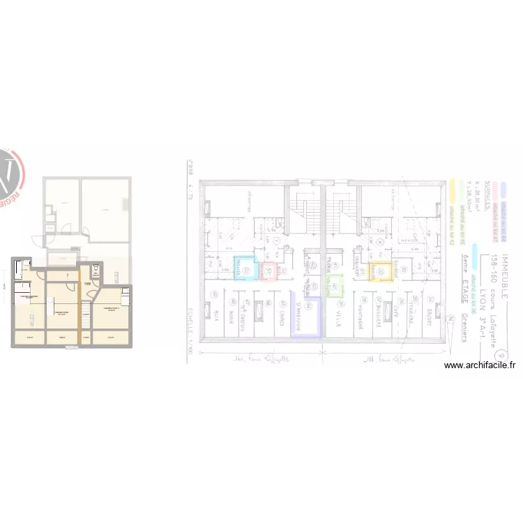 grenier". Plan de 17  et 147 m²