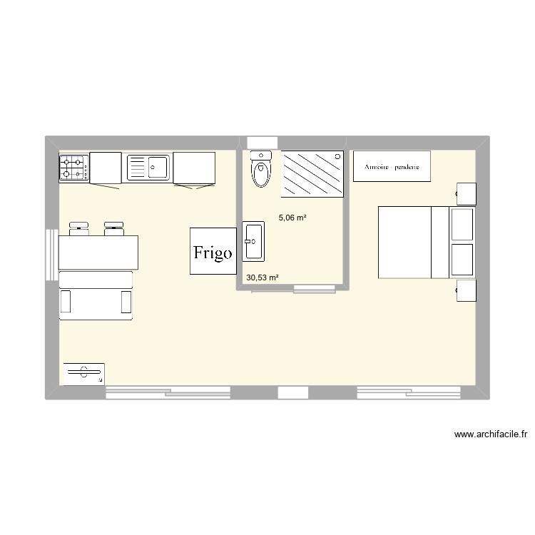 Studio jardin tan rouge. Plan de 0 pièce et 0 m2