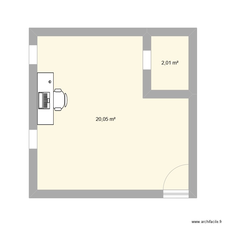 studio skiller 1. Plan de 2 pièces et 22 m2