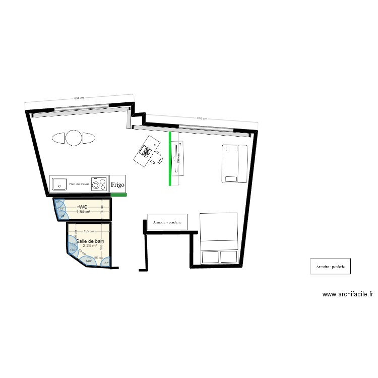 carbonnel v Anais 1. Plan de 2 pièces et 4 m2