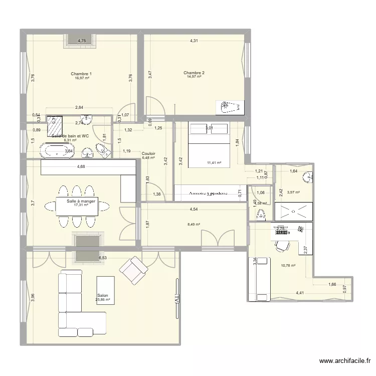 Lac&eacute;p&egrave;de Draft 2. Plan de 11  et 124 m²