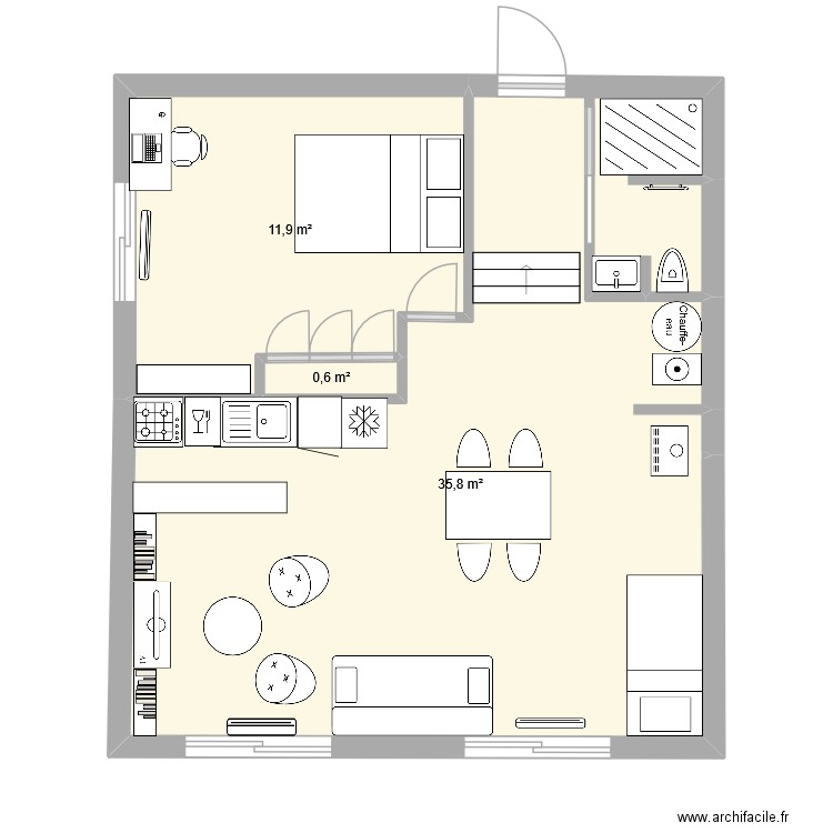 N°12. Plan de 3 pièces et 48 m2