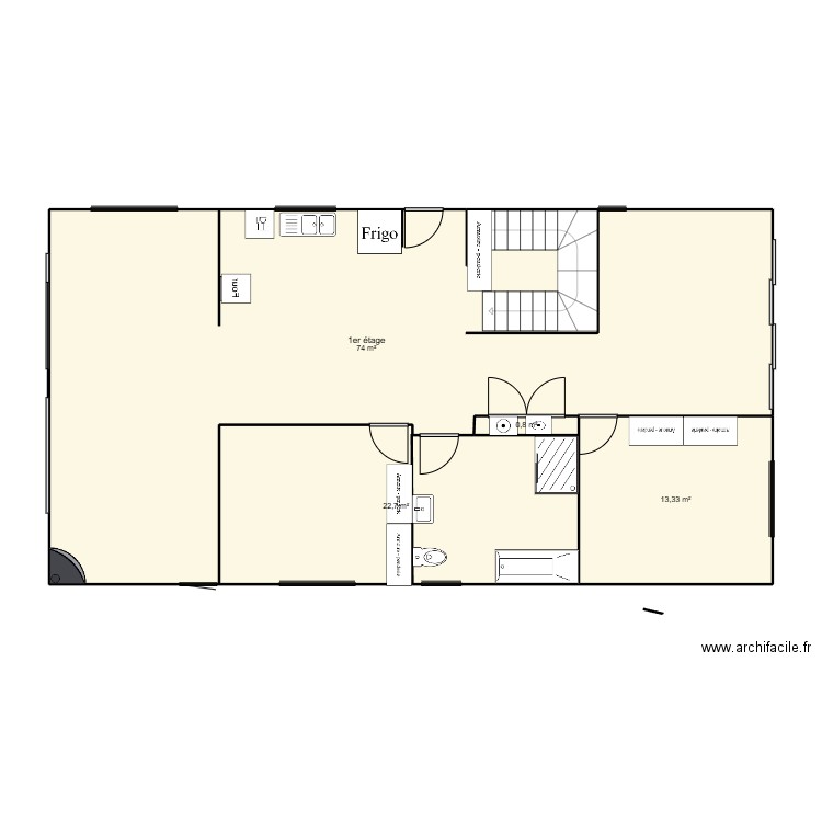 bi-génération 1er étage. Plan de 4 pièces et 111 m2