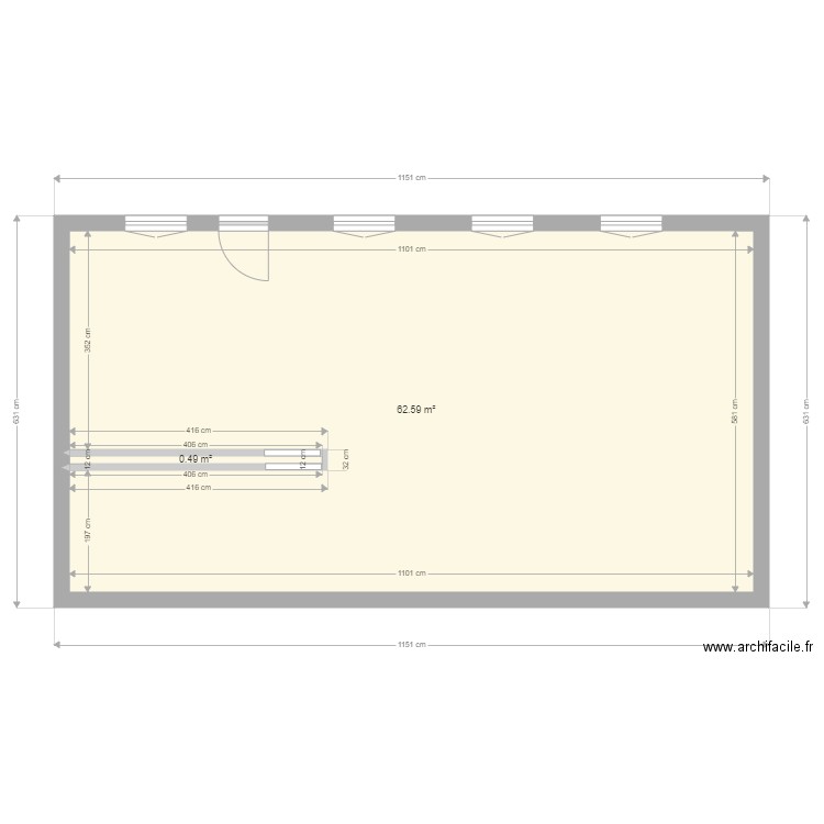 noordpeene. Plan de 2 pièces et 63 m2