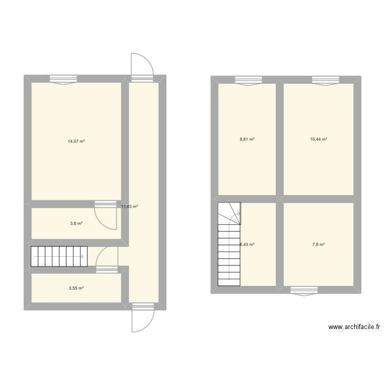 RP à rénover - 77. Plan de 8 pièces et 66 m2