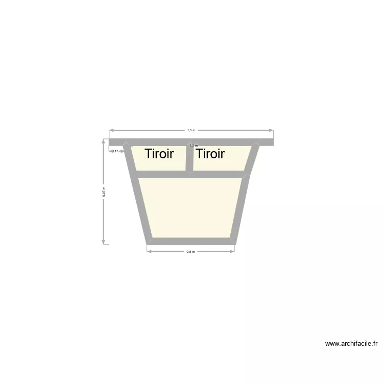 Table triangulaire. Plan de 2  et 1 m²