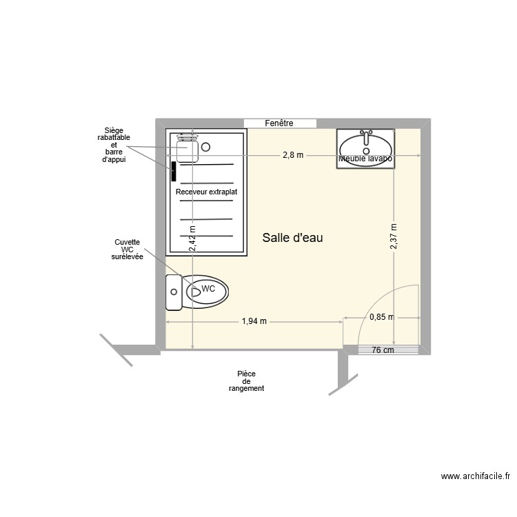 GALY Adaptation. Plan de 1 pièce et 7 m2