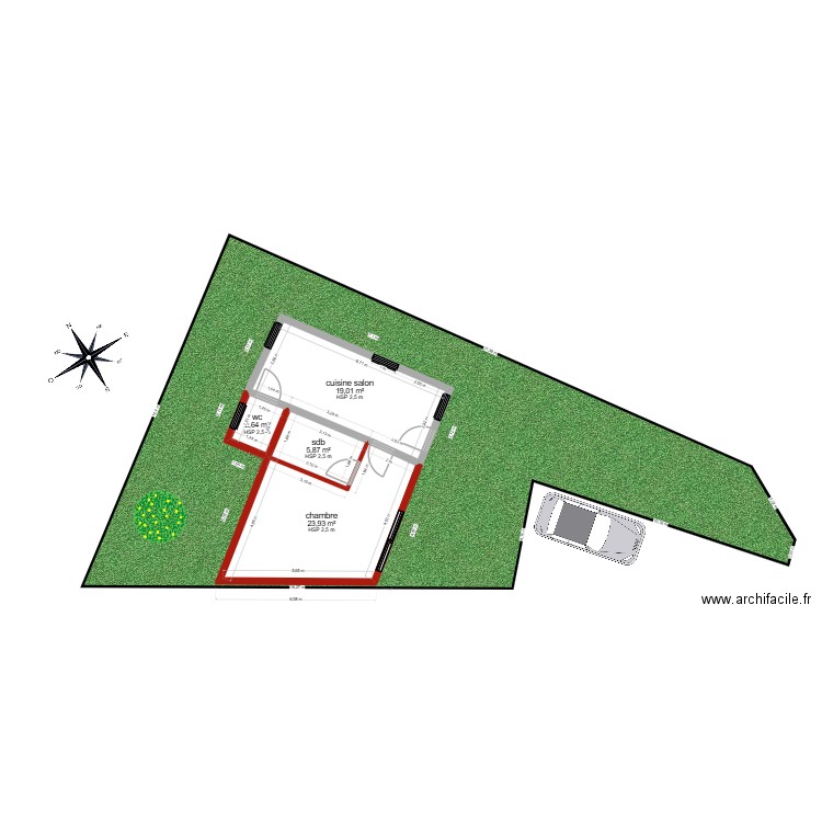 plan de masse josselin. Plan de 4 pièces et 51 m2