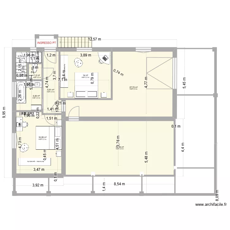 MAISON 5 bis. Plan de 18 et 266 m² MAISON 5 bis. Plan de 18 et 266 m²