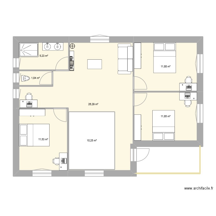 03-10 avec sous-sol. Plan de 16 pièces et 267 m2
