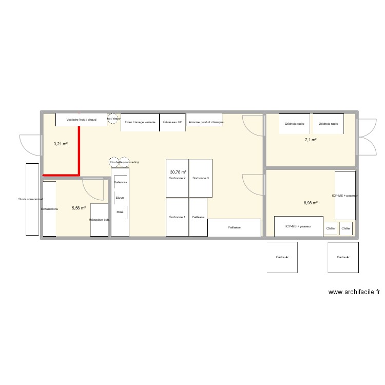 Labo Moronvillier. Plan de 5 pièces et 56 m2