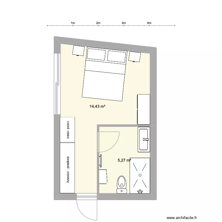 Extension deux. Plan de 2  et 20 m²