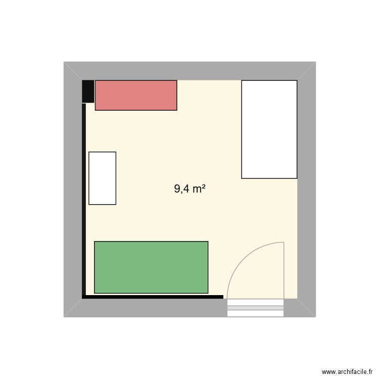 Bureau reserve. Plan de 1 pièce et 9 m2