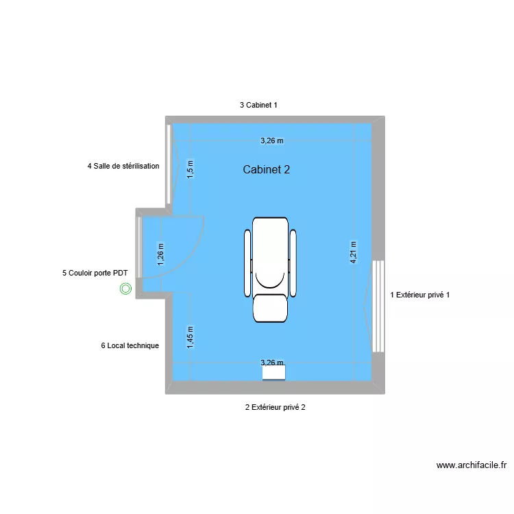 31704 Cabinet 2. Plan de 1  et 14 m²
