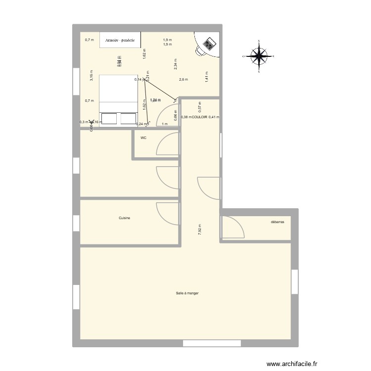 appartement f2 Yahya 2TNE1. Plan de 0 pièce et 0 m2