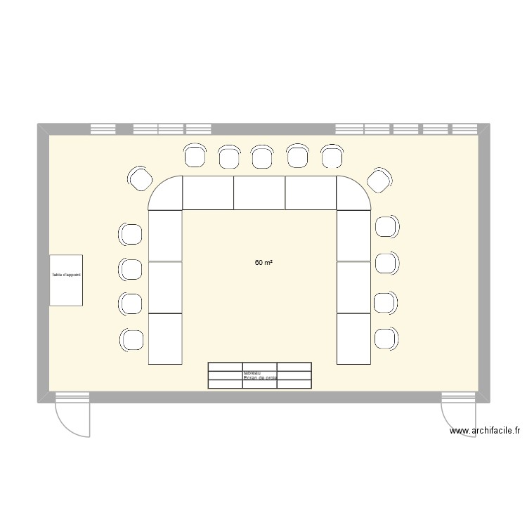 Salle n°2_siège U. Plan de 1 pièce et 60 m2