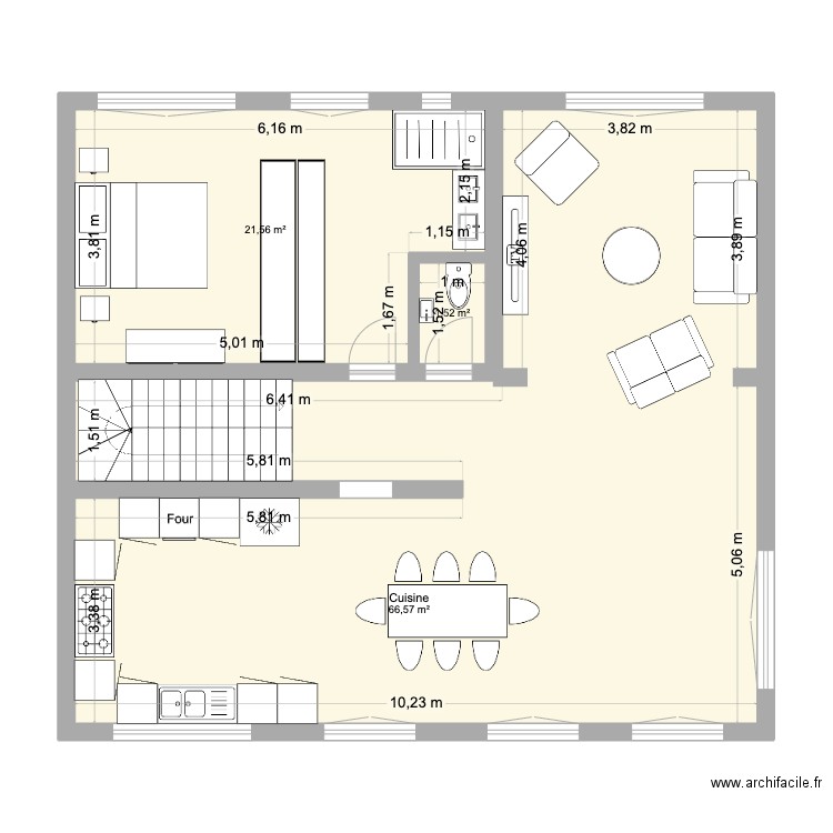 33 Barbès. Plan de 3 pièces et 90 m2