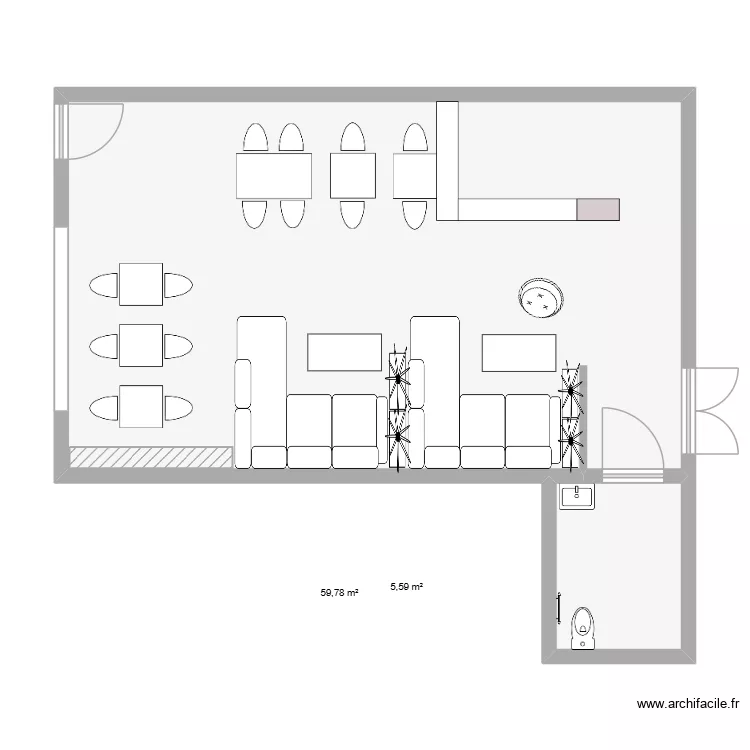Restaurant Boh&egrave;me. Plan de 
