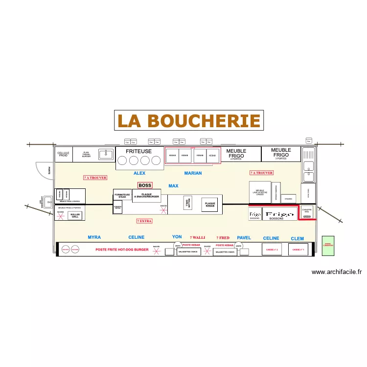 La boucherie perso 2026. Plan de 1 et 57 m² La boucherie perso 2026. Plan de 1 et 57 m²