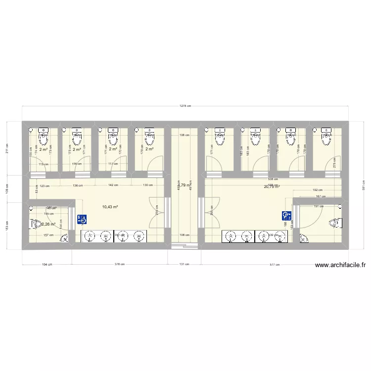 Toilettes public. Plan de Toilettes public. Plan de