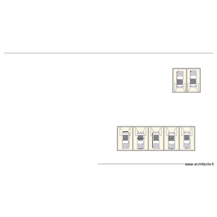 7 garrages seul auto. Plan de 7 pièces et 124 m2