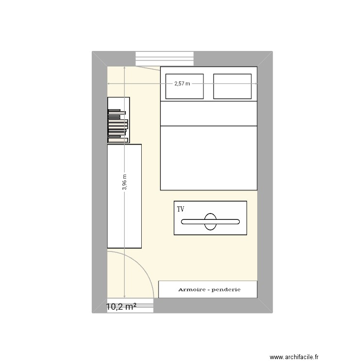 Nouvelle chambre. Plan de 1 pièce et 10 m2