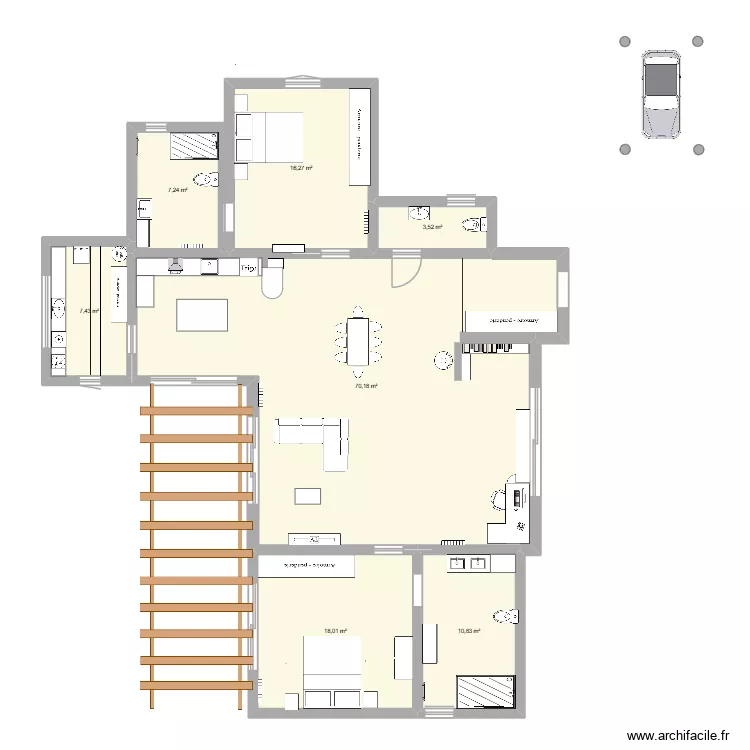 Maison C&eacute;line. Plan de 7  et 133 m²