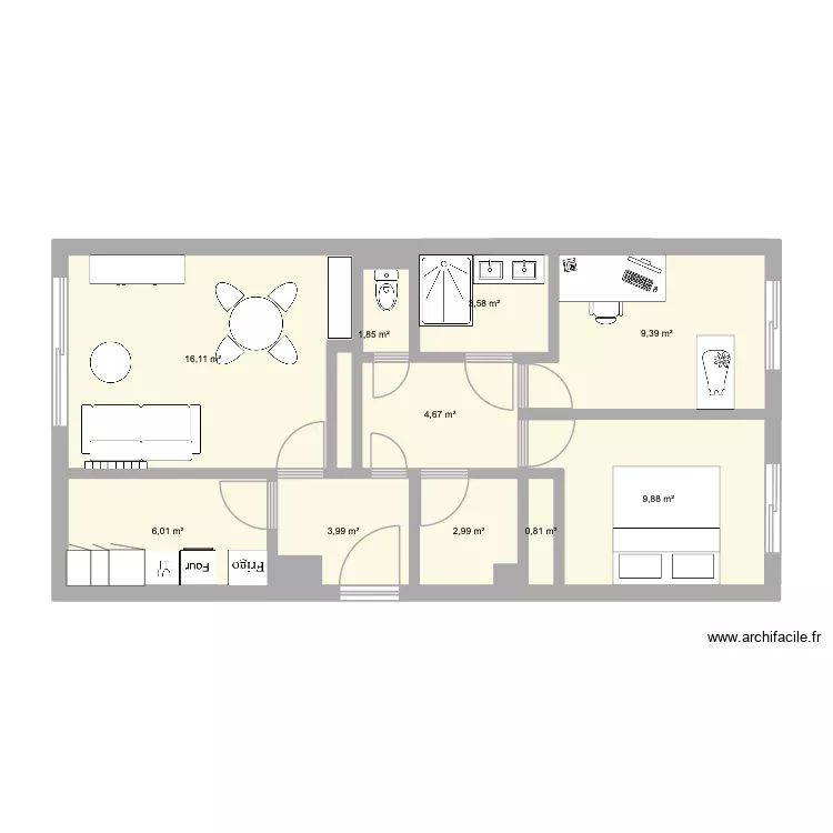 Plan Vincennes 2. Plan de 10 pièces et 59 m² Plan Vincennes 2. Plan de 10 pièces et 59 m²