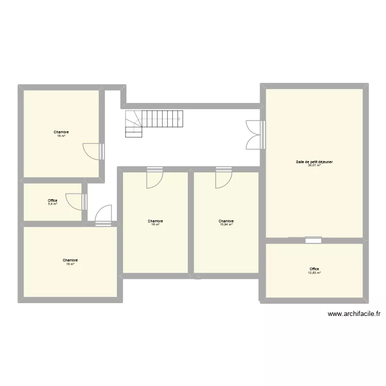 H&ocirc;tel. Plan de 7  et 117 m²