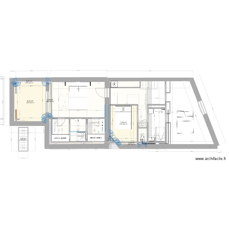 PLAN BLAISE BAS MALIK 8. Plan de 13 pièces et 81 m2