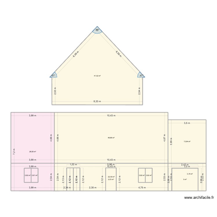 extention. Plan de 0 pièce et 0 m2