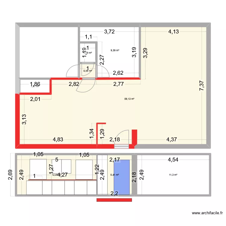 Plan 1. Plan de 8  et 101 m²