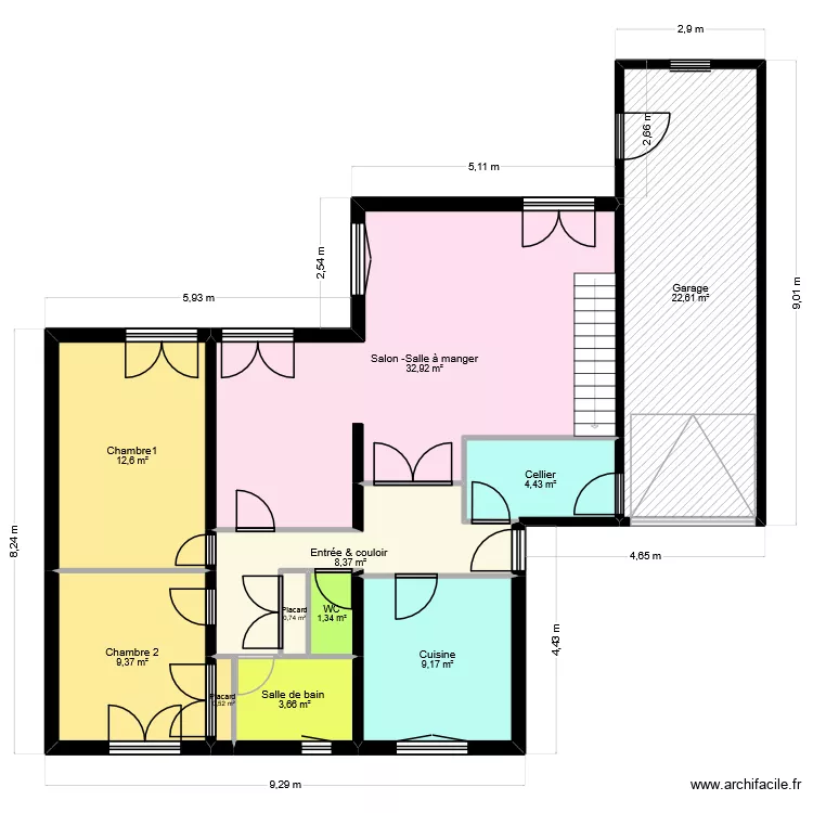 Rez de chauss&eacute;e. Plan de 11  et 106 m²