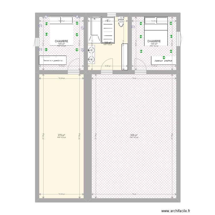 bégin 2. Plan de 5 pièces et 107 m2
