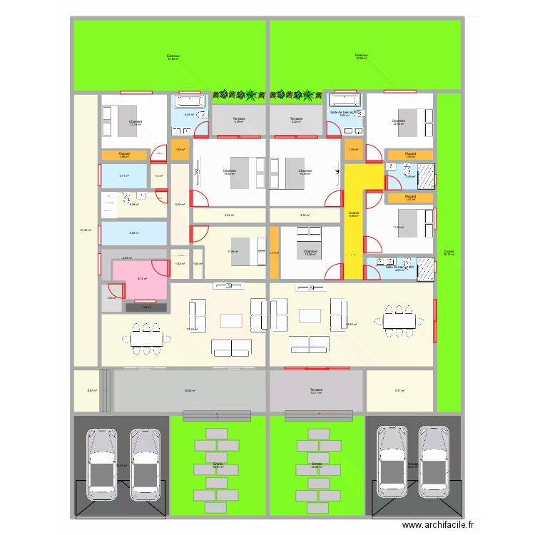 Plan EECI Kone DABOU V4. Plan de 47 pièces et 569 m2