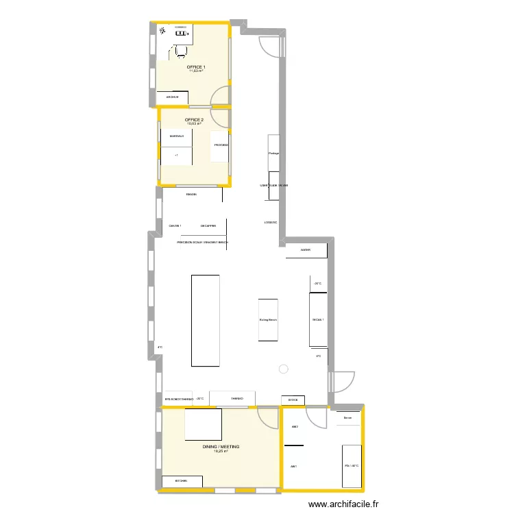Berges du Rhone. Plan de 3 pièces et 40 m²