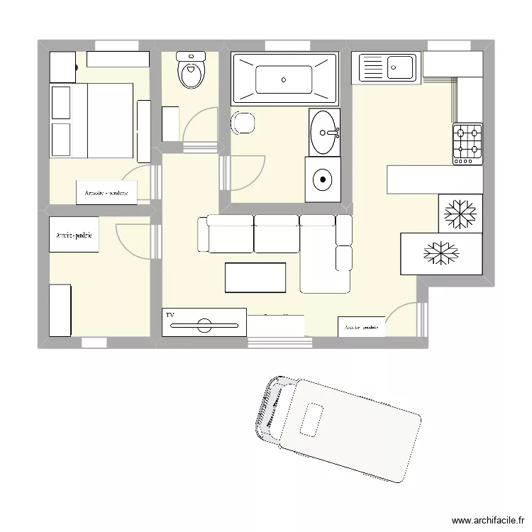 VIF QUINTIN. Plan de 5  et 59 m²
